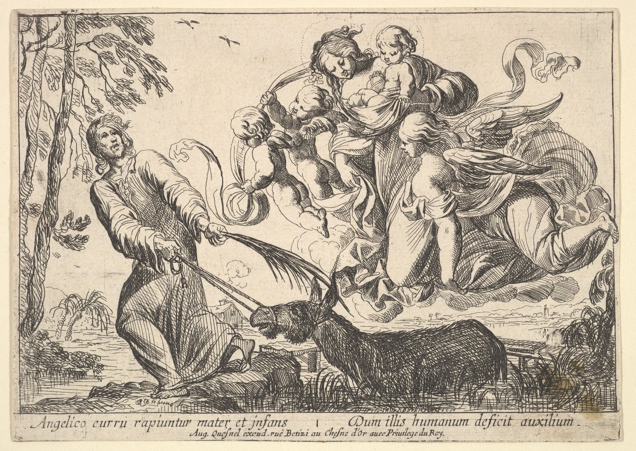 Anioły podnoszące Dziewicę z Dzieciątkiem, 1610-42. autorstwa Pierre Brebiette