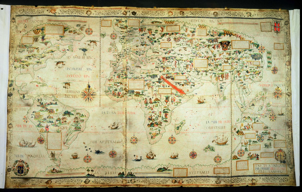 Dodaj 24065 Mapa Świata autorstwa Pierre Desceliers