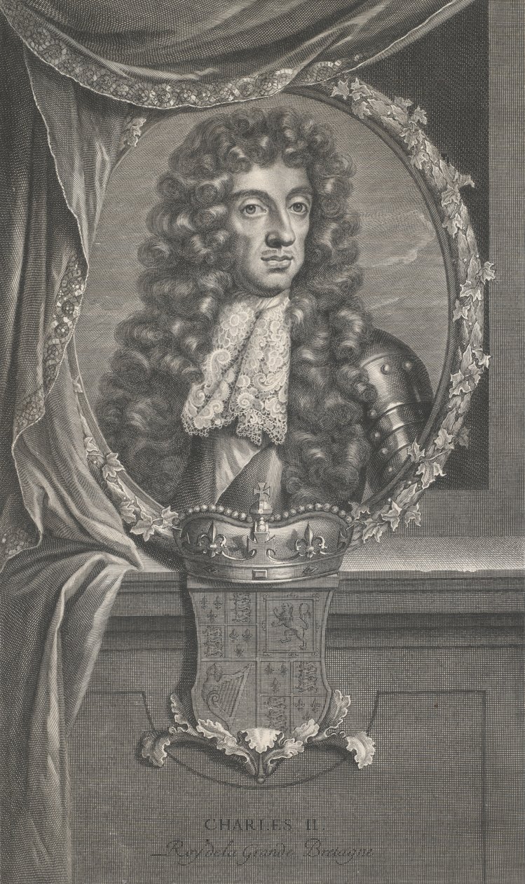Portret Karola II autorstwa Pierre Drevet