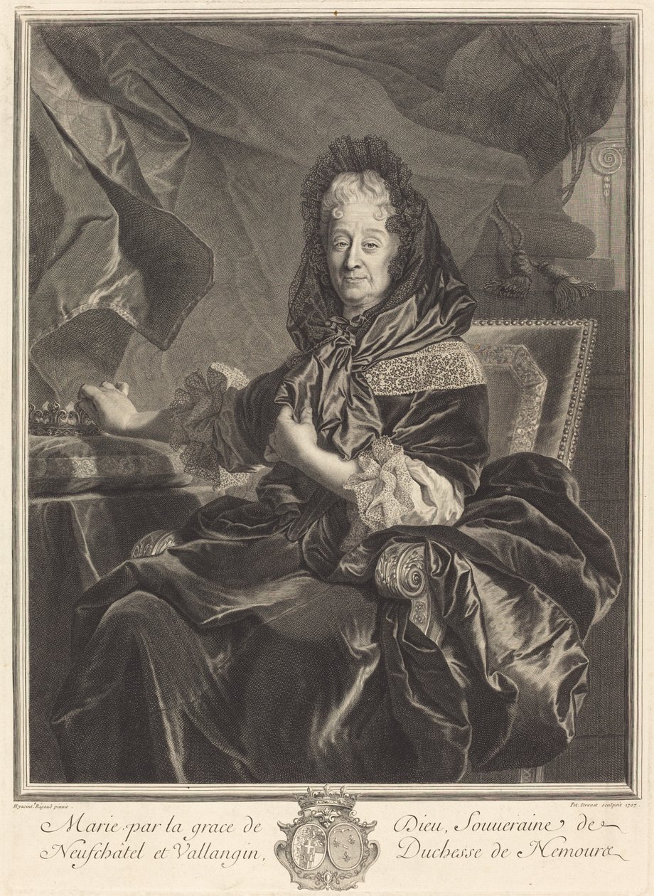 Księżna Nemours autorstwa Pierre Drevet after Hyacinthe Rigaud