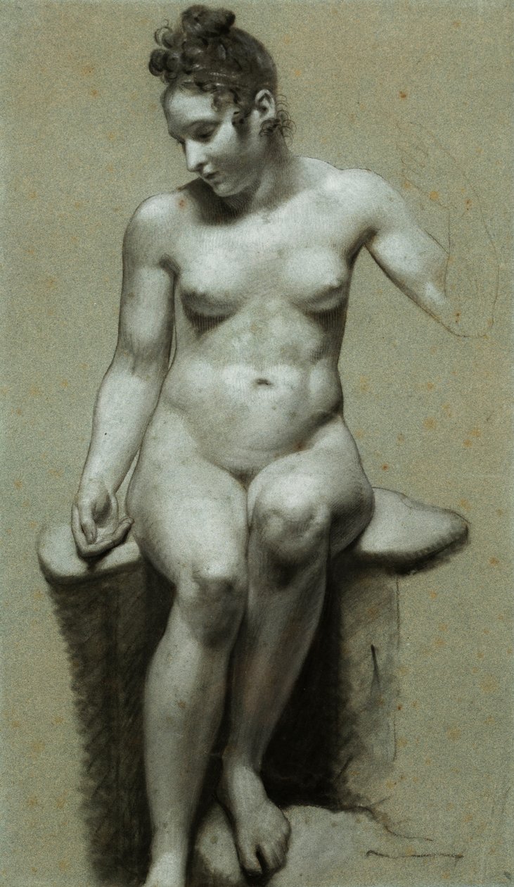 Siedząca naga kobieca, autorstwa Pierre Paul Prudhon