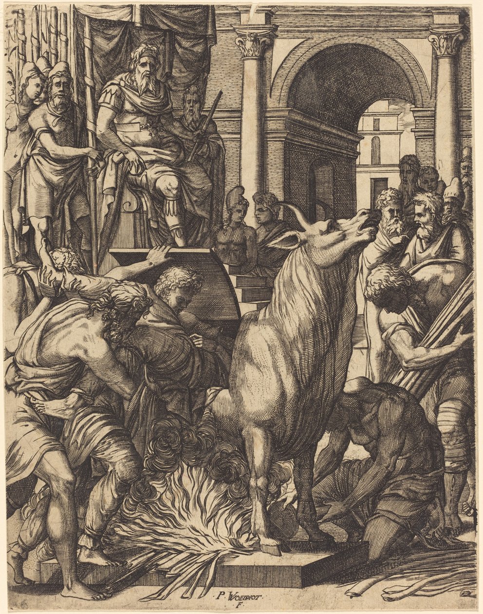 Bezczelny Byk Phalarus autorstwa Pierre Woeiriot