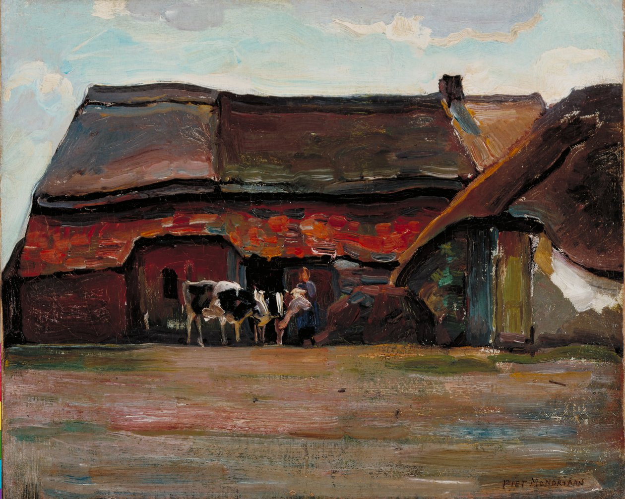 Gospodarstwo Brabant, 1904 (olej na lnianej desce naklejony na płótno) autorstwa Piet Mondrian