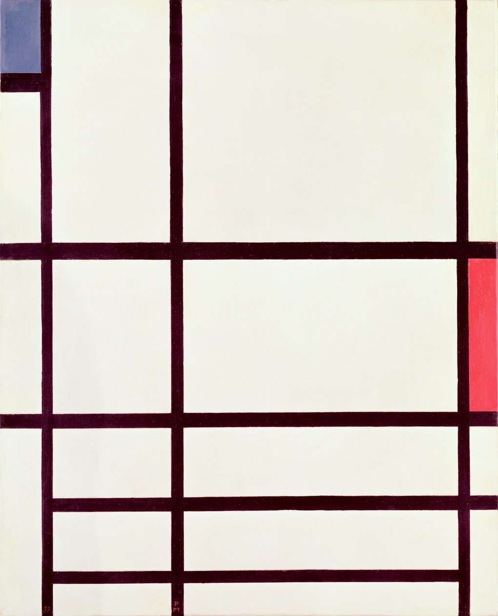 Kompozycja w czerwieni, błękicie i bieli: II, 1937 autorstwa Piet Mondrian