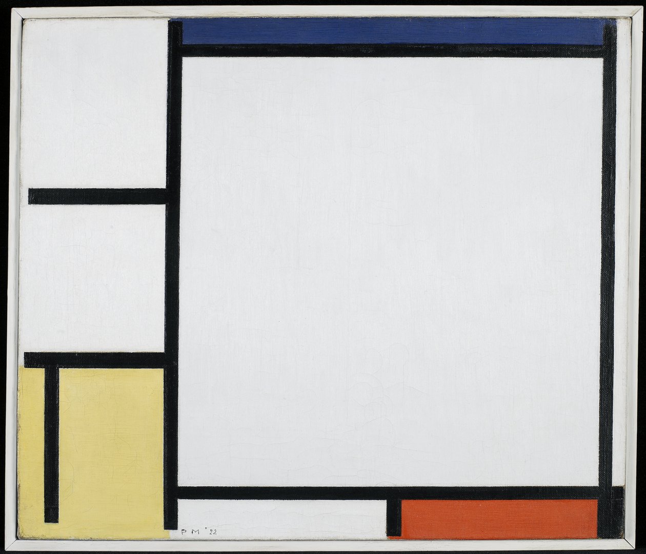 Kompozycja z niebieskim, czerwonym, żółtym i czarnym autorstwa Piet Mondrian