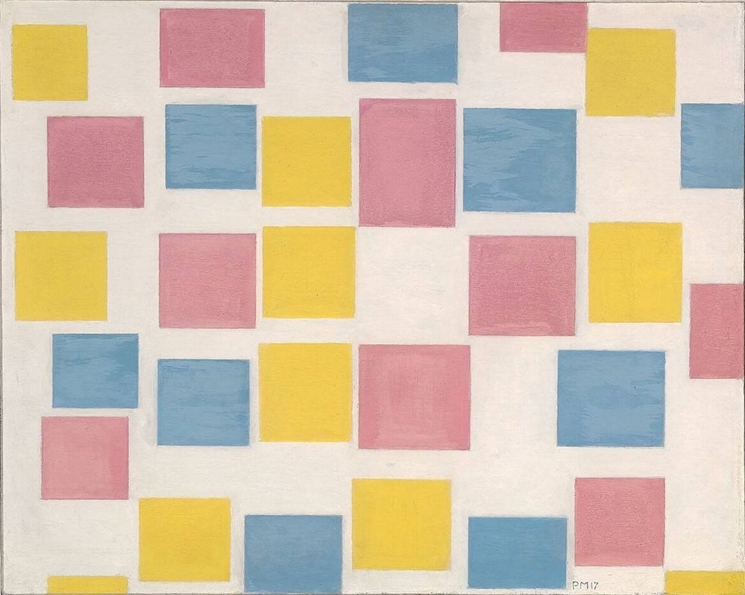 Kompozycja z kolorowymi polami autorstwa Piet Mondrian
