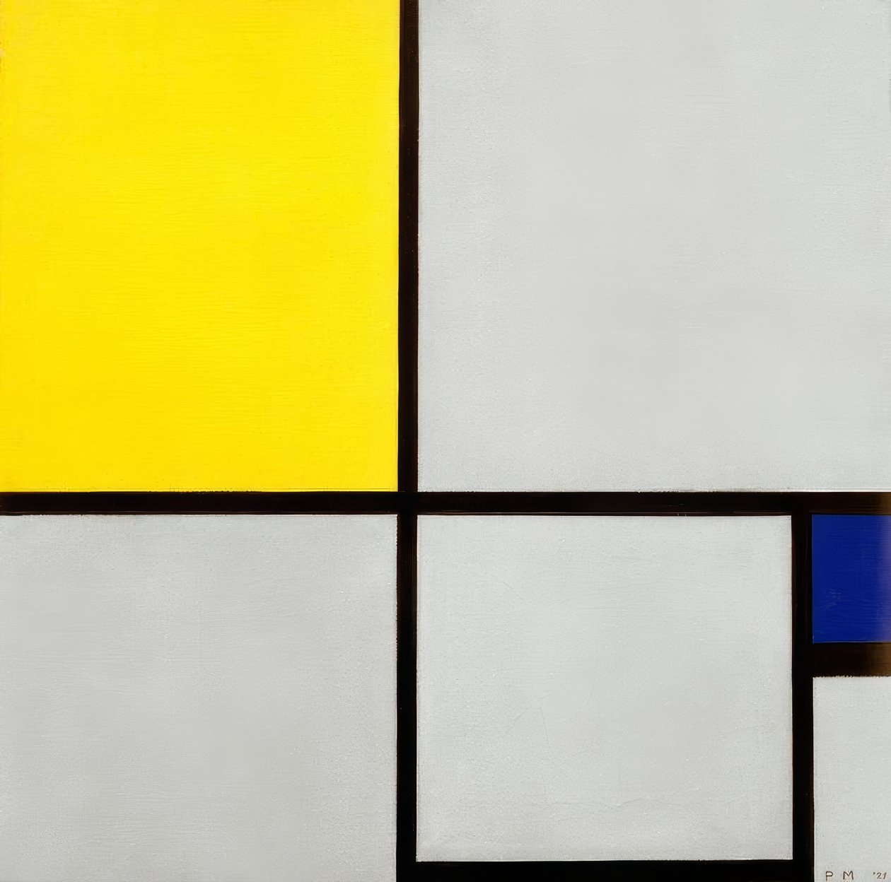 Nr kompozycji II; Kompozycja z żółtym i niebieskim autorstwa Piet Mondrian