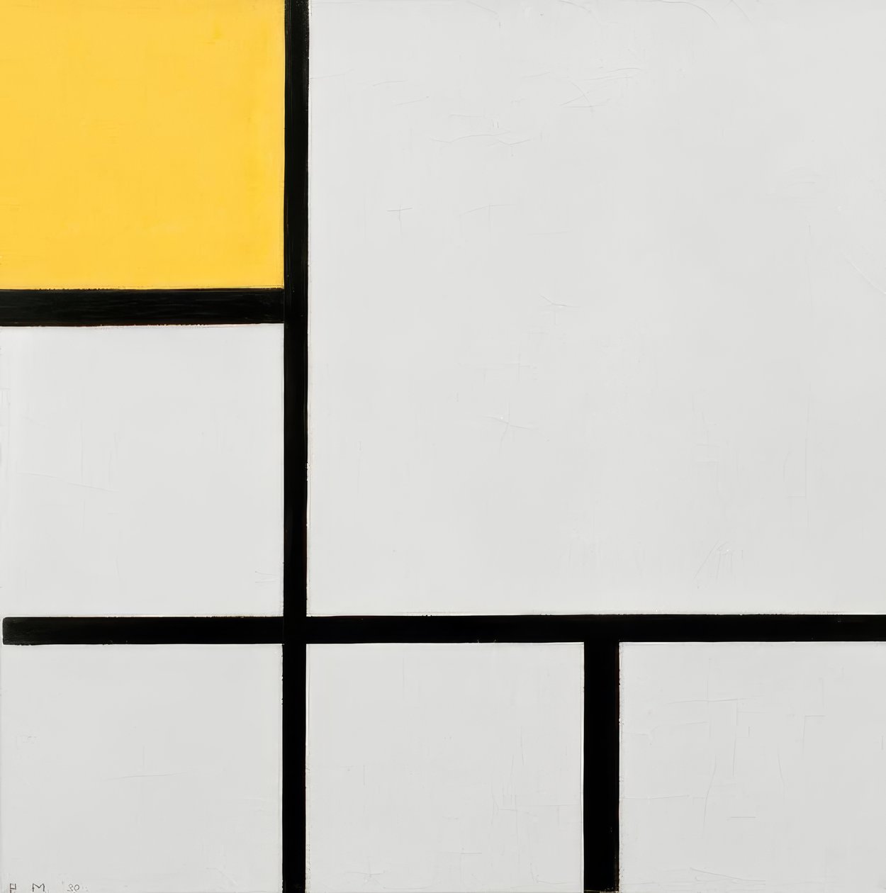 Kompozycja nr I; Kompozycja z żółtym autorstwa Piet Mondrian