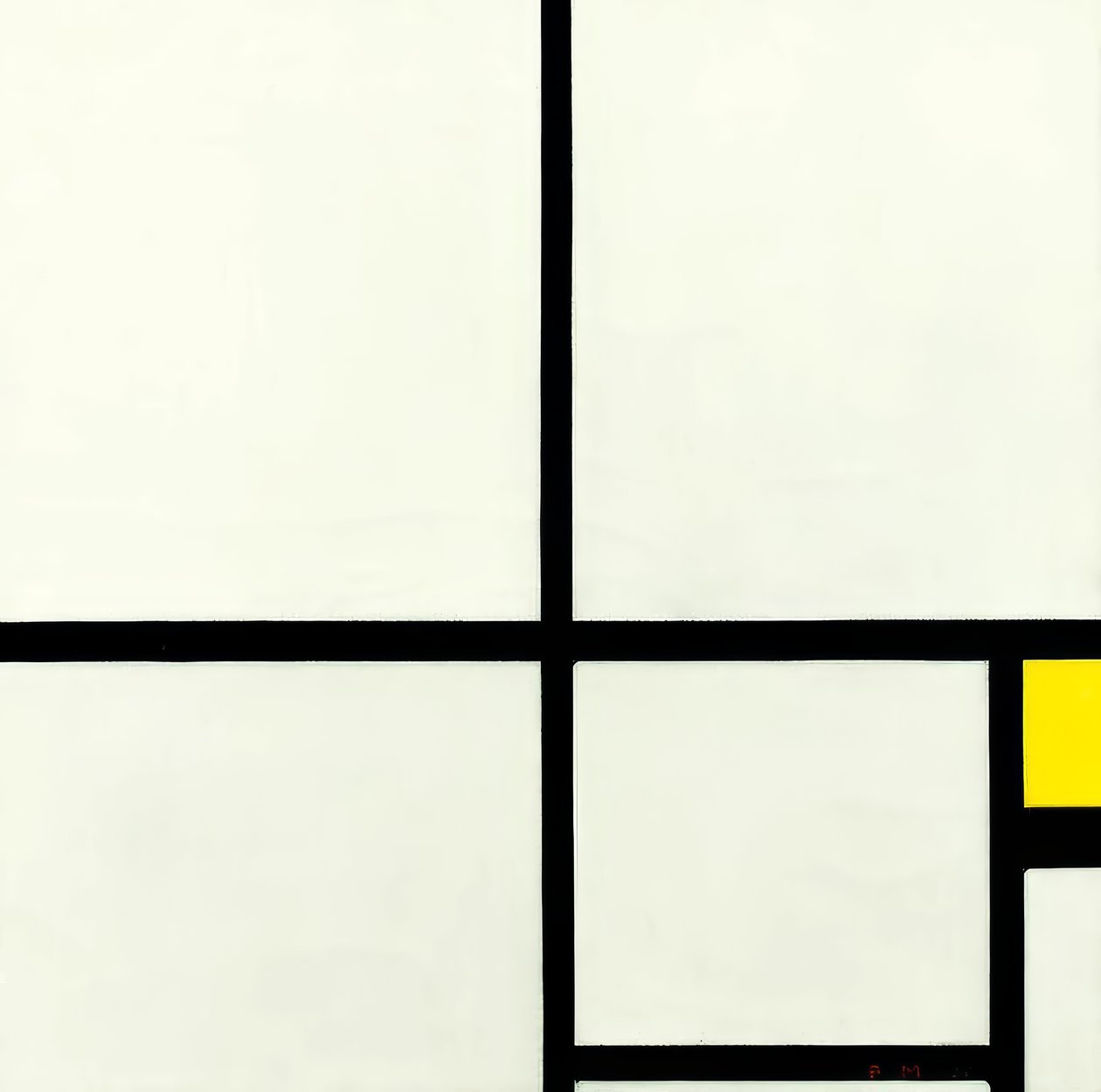 Kompozycja z żółtym autorstwa Piet Mondrian