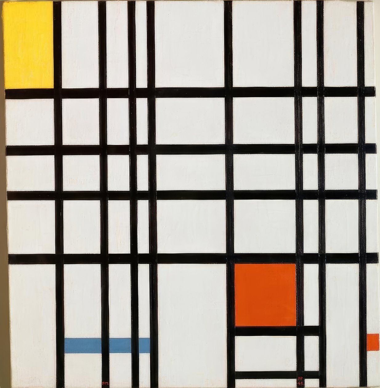 Kompozycja z żółtym, niebieskim i czerwonym autorstwa Piet Mondrian