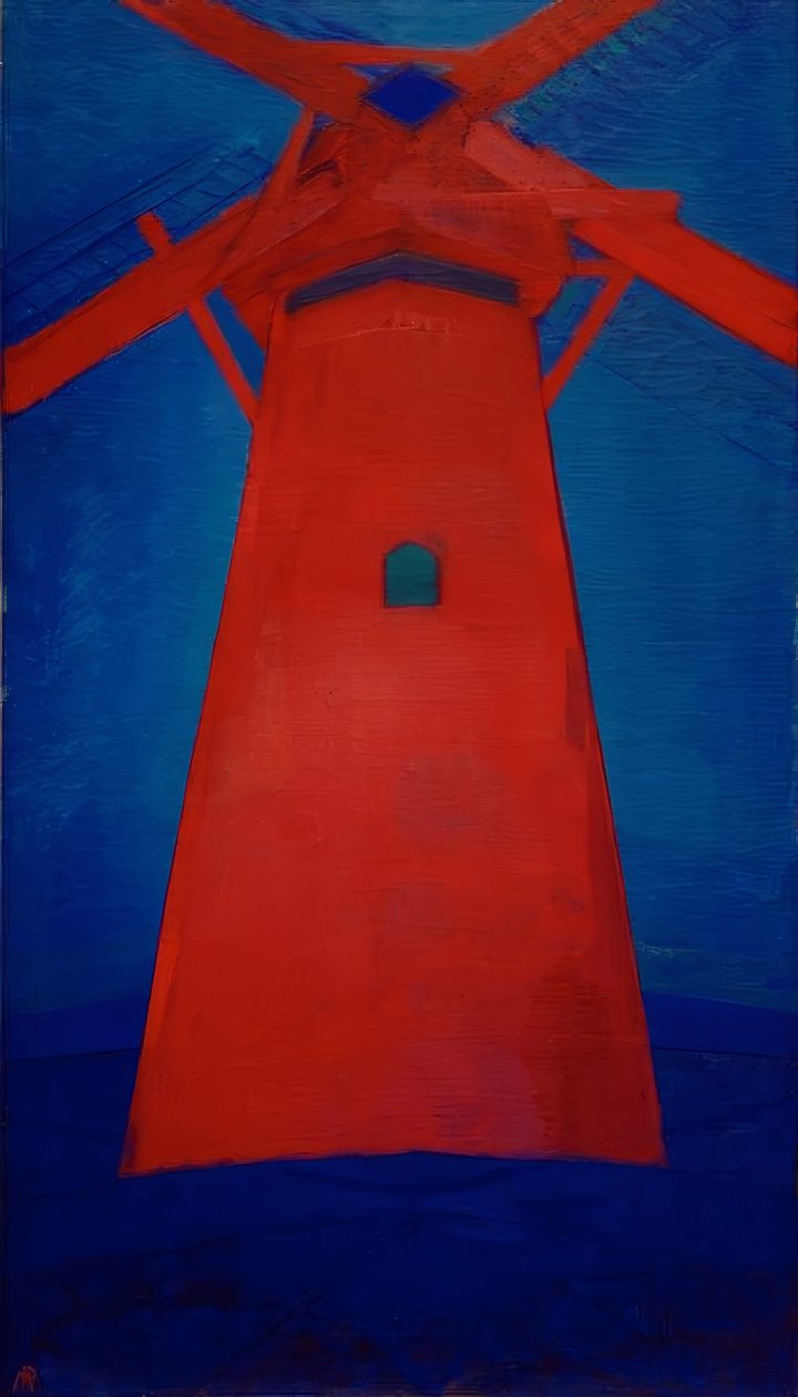 Młyn; Czerwony młyn w Domburgu autorstwa Piet Mondrian