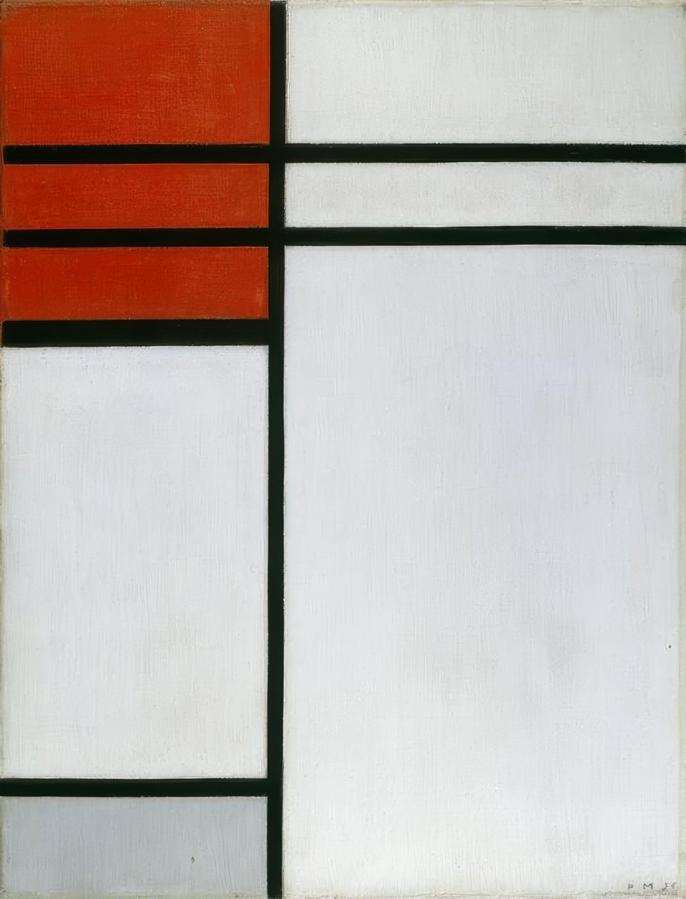 Kompozycja z czerwienią autorstwa Piet Mondrian
