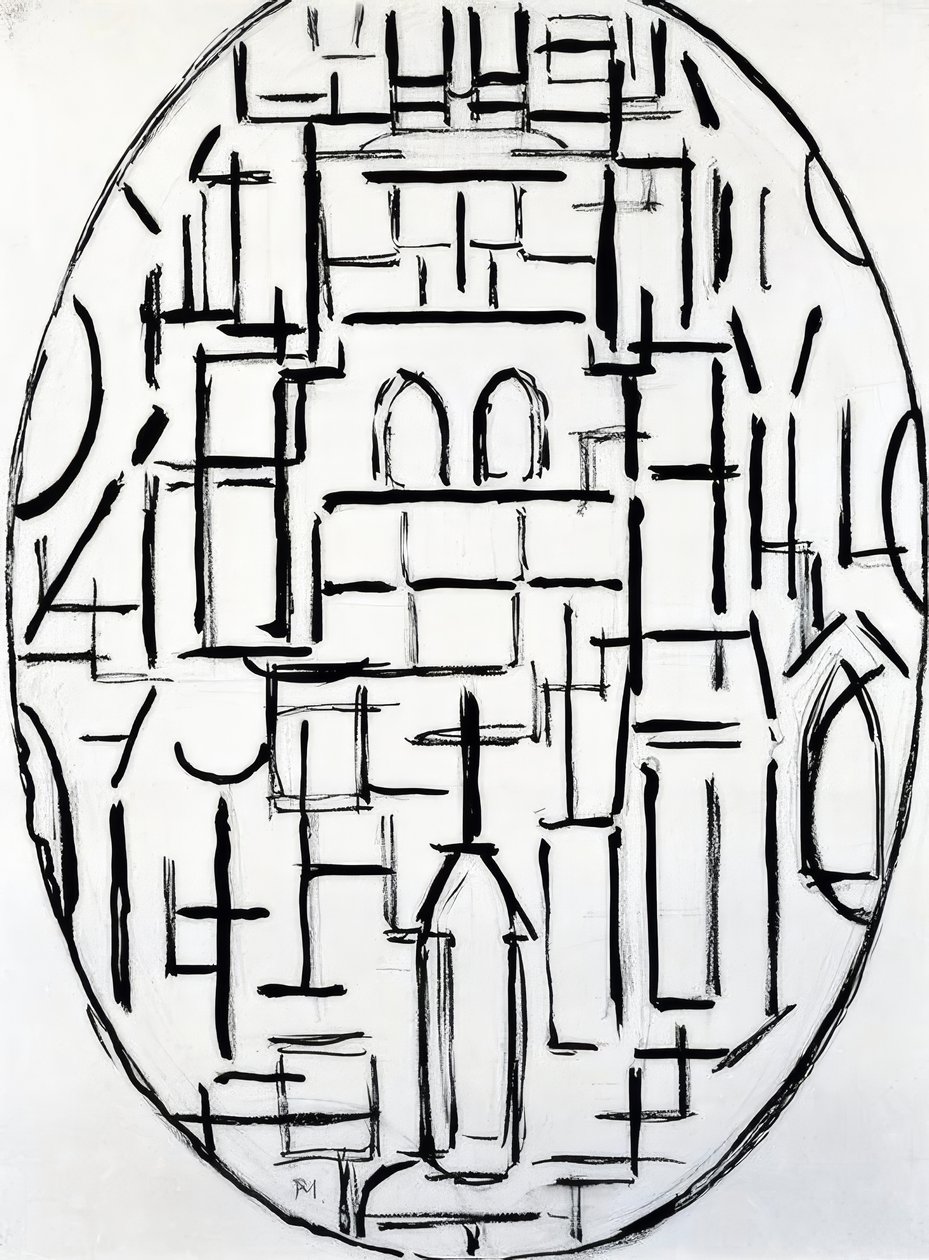 Piet Mondrian (1872-1944), kościół w Domburgu, 1914. autorstwa Piet Mondrian