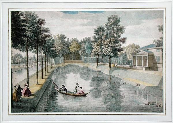 The Water Gardens w Chiswick House, Londyn, c.1728-30 (kolor grawerowany) (patrz także 18868, 176475) autorstwa Pieter Andreas after Rysbrack