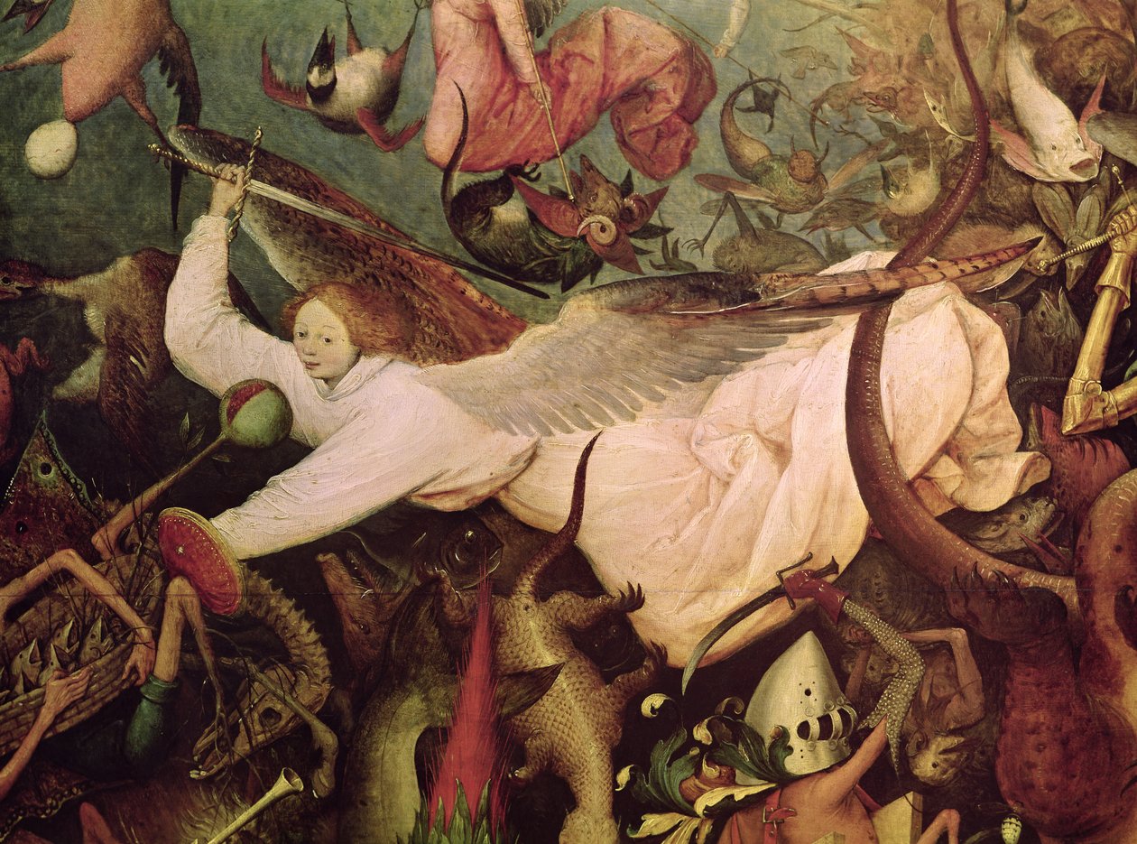 Upadek aniołów zbuntowanych, fragment anioła po lewej stronie, 1562 autorstwa Pieter Bruegel the Elder