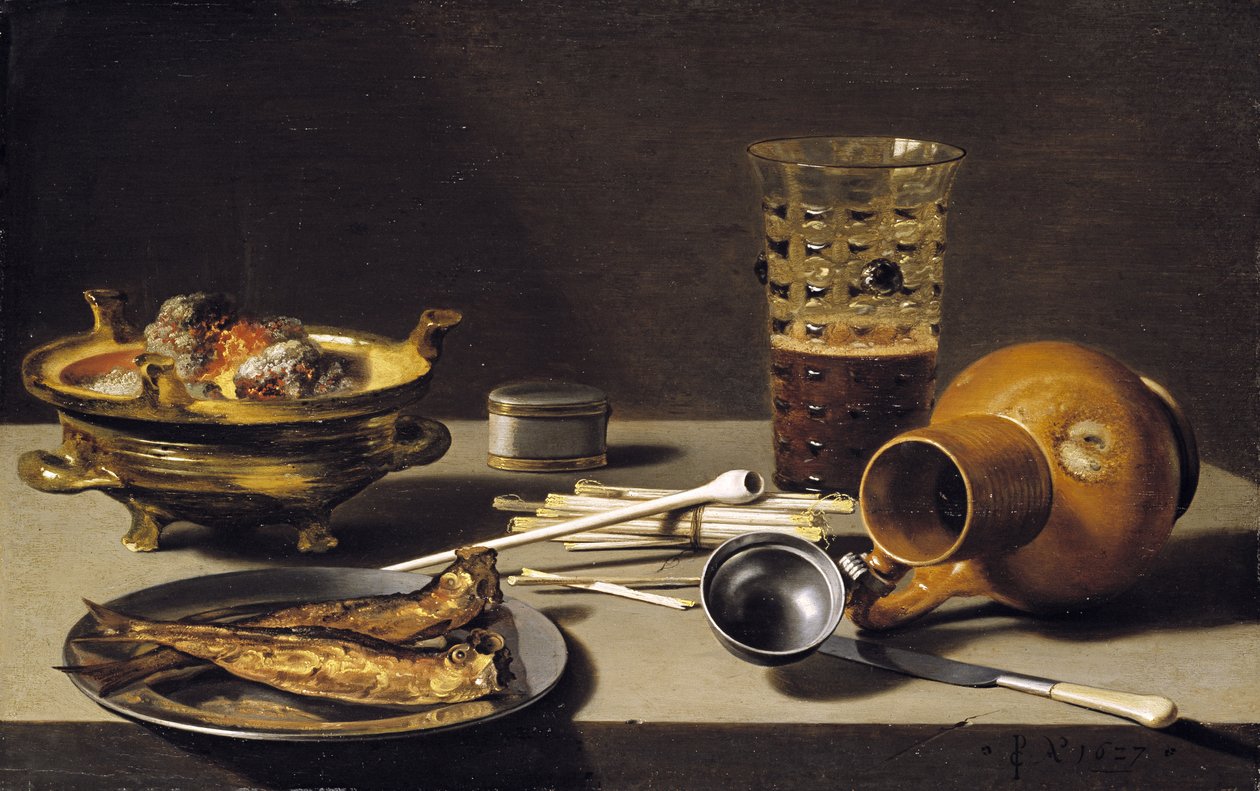 Martwa natura, 1627 (olej na desce dębowej) autorstwa Pieter Claesz