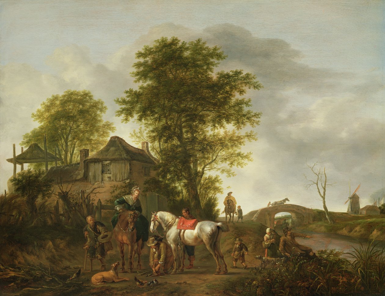 Krajobraz z chatą i jeźdźcami autorstwa Pieter Wouwermans or Wouwerman