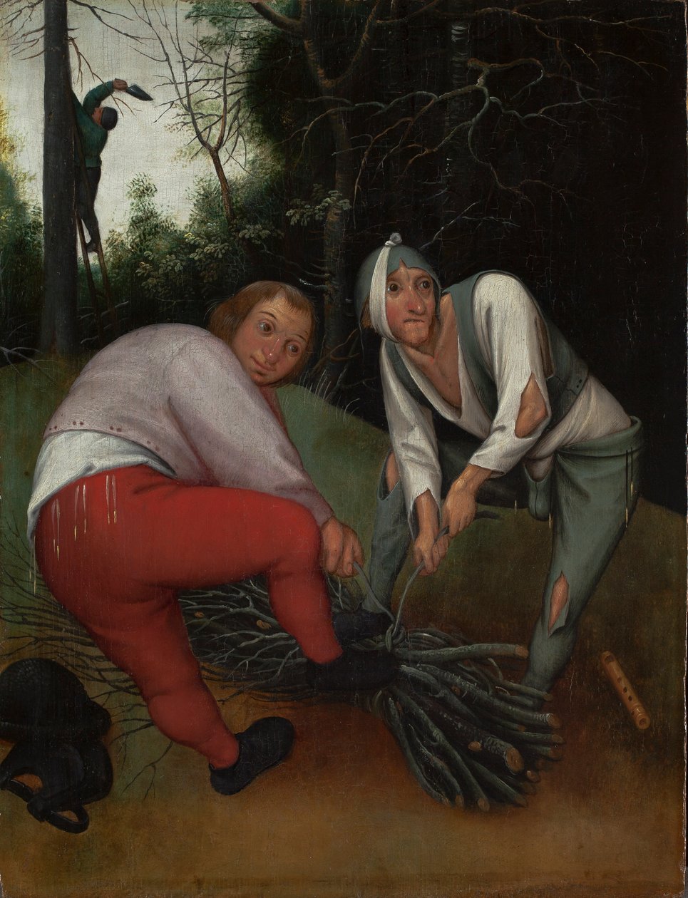 Dwóch Chłopów Wiązanie Pedałów (panel) autorstwa Pieter Brueghel the Younger