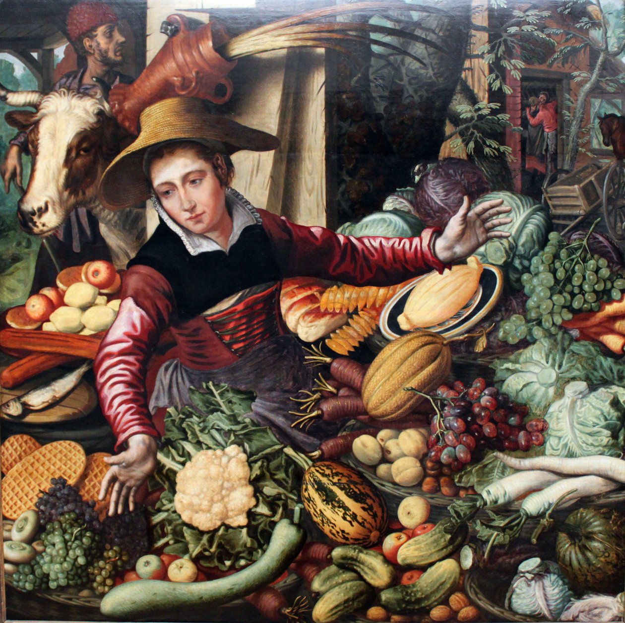 Niemiecki: Kobieta na targu przy straganie z warzywami Sprzedawca warzyw autorstwa Pieter Aertsen