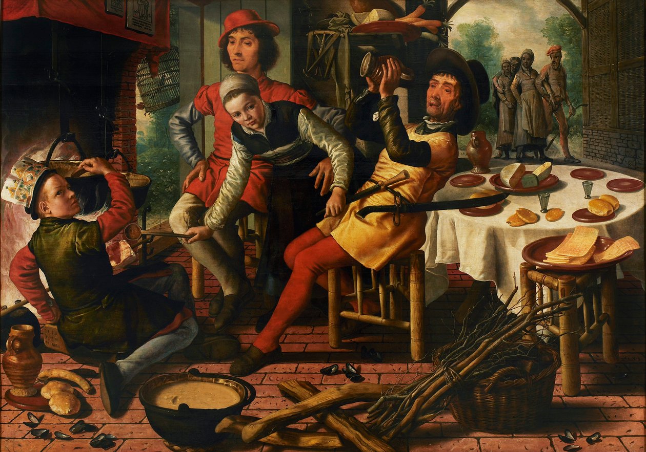 Chłopi przy ognisku, 1556. autorstwa Pieter Aertsen