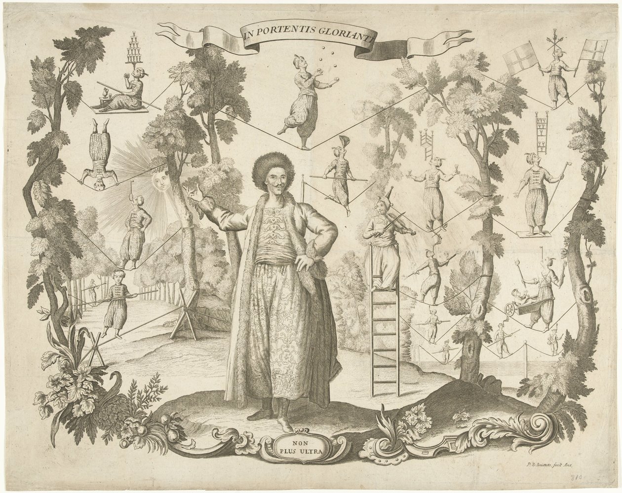 Akrobaci i linoskoczkowie autorstwa Pieter Balthasar Bouttats
