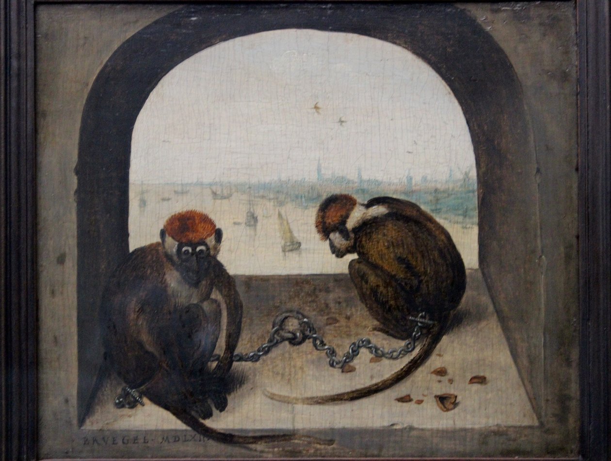 Dwie przykute małpy autorstwa Pieter Brueghel the Elder