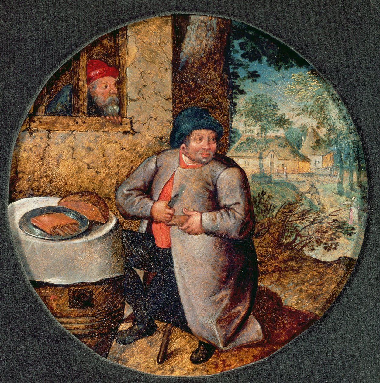 Przysłowie flamandzkie: Łakomstwo (panel) autorstwa Pieter Brueghel the Younger