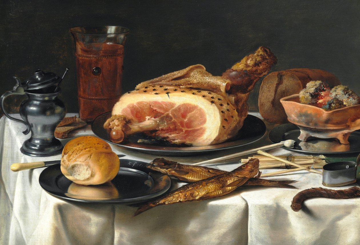 Martwa natura z szynką, 1625. autorstwa Pieter Claesz