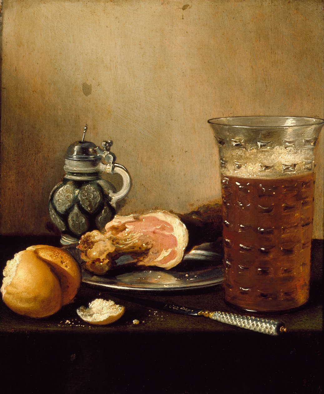 Martwa natura z szynką, 1642 autorstwa Pieter Claesz