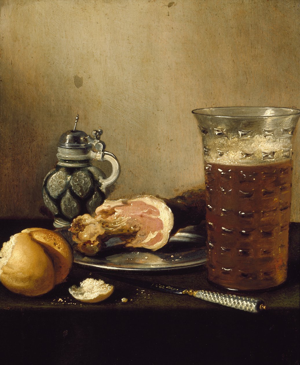 Martwa natura z szynką, XVII wiek autorstwa Pieter Claesz