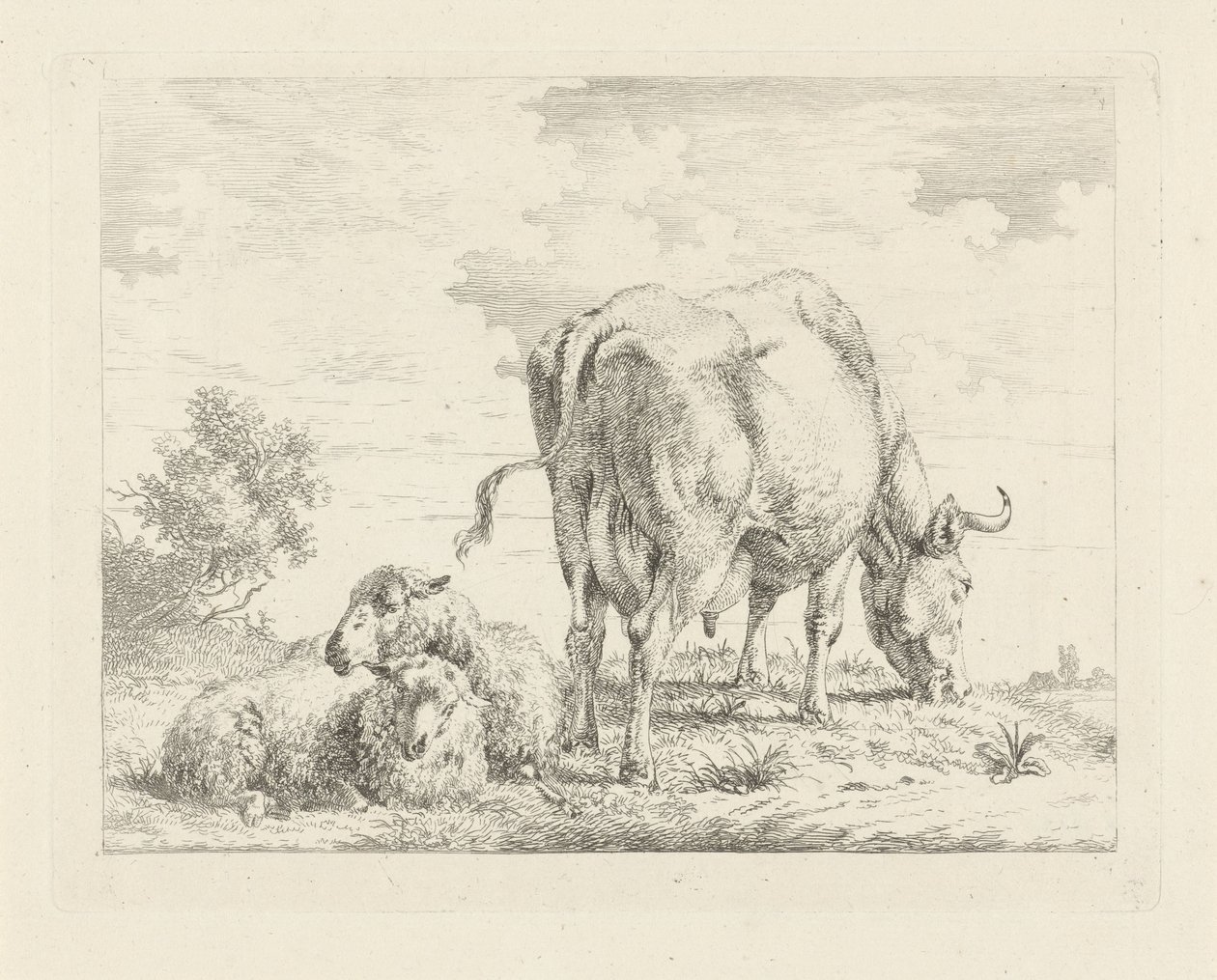 Krowa z dwiema owcami autorstwa Pieter Gerardus van Os