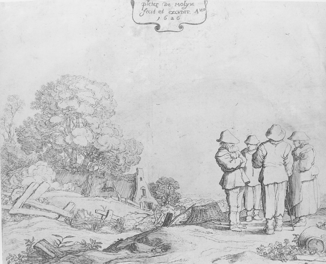 Trzej chłopi i kobieta, 1626. autorstwa Pieter Molijn