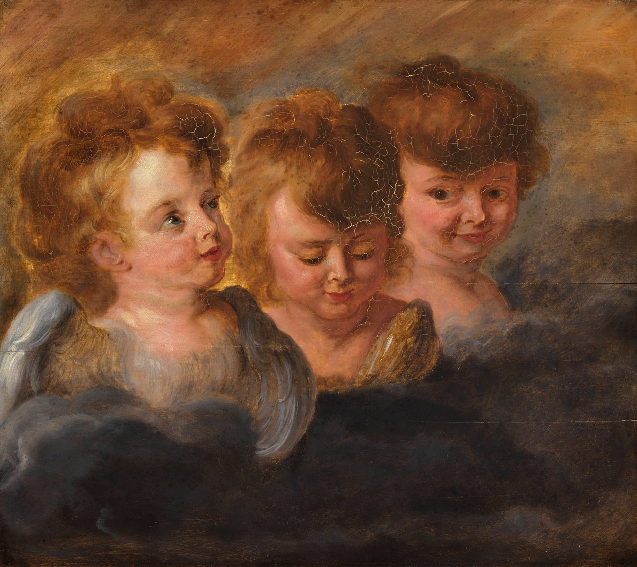 Trzy głowy anioła w chmurach. autorstwa Pieter Paul Rubens