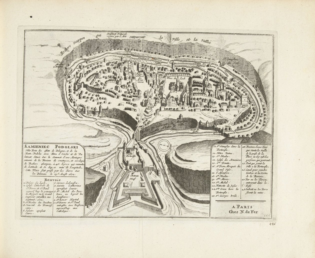 Mapa Kamieniec Podolski, 1726 r. autorstwa Pieter Van der Aa