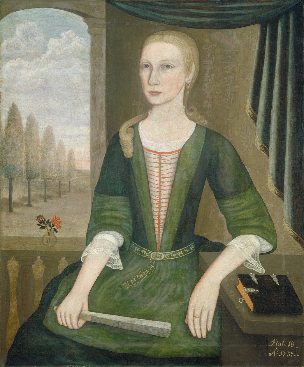 Młoda Dama z Wachlarzem, 1737. autorstwa Pieter Vanderlyn