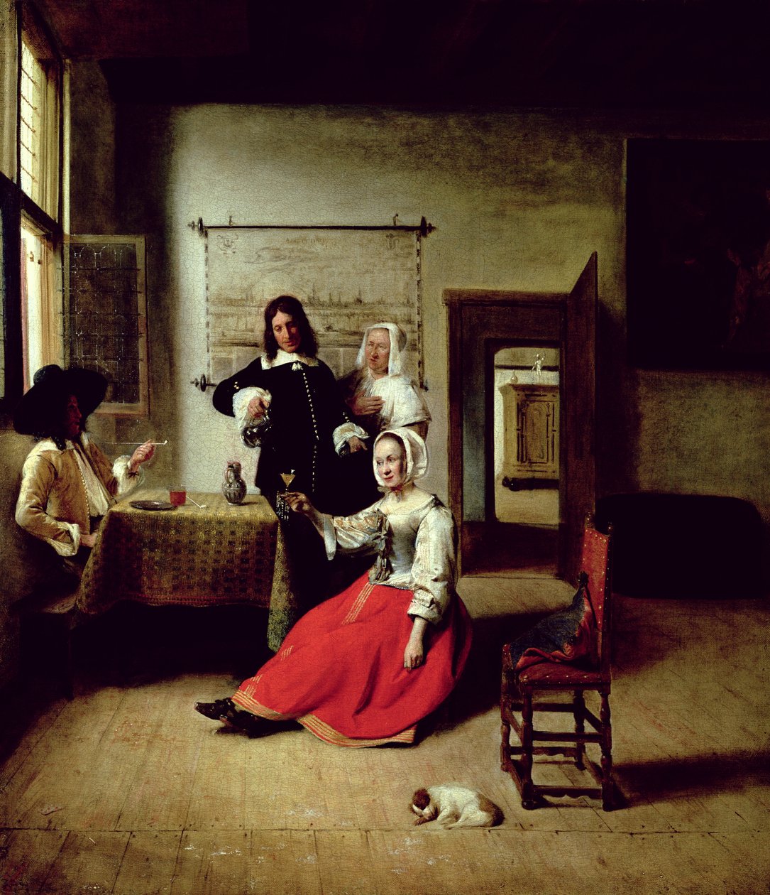 ښځه د سرتیرو سره څښل، 1658 پولی autorstwa Pieter de Hooch