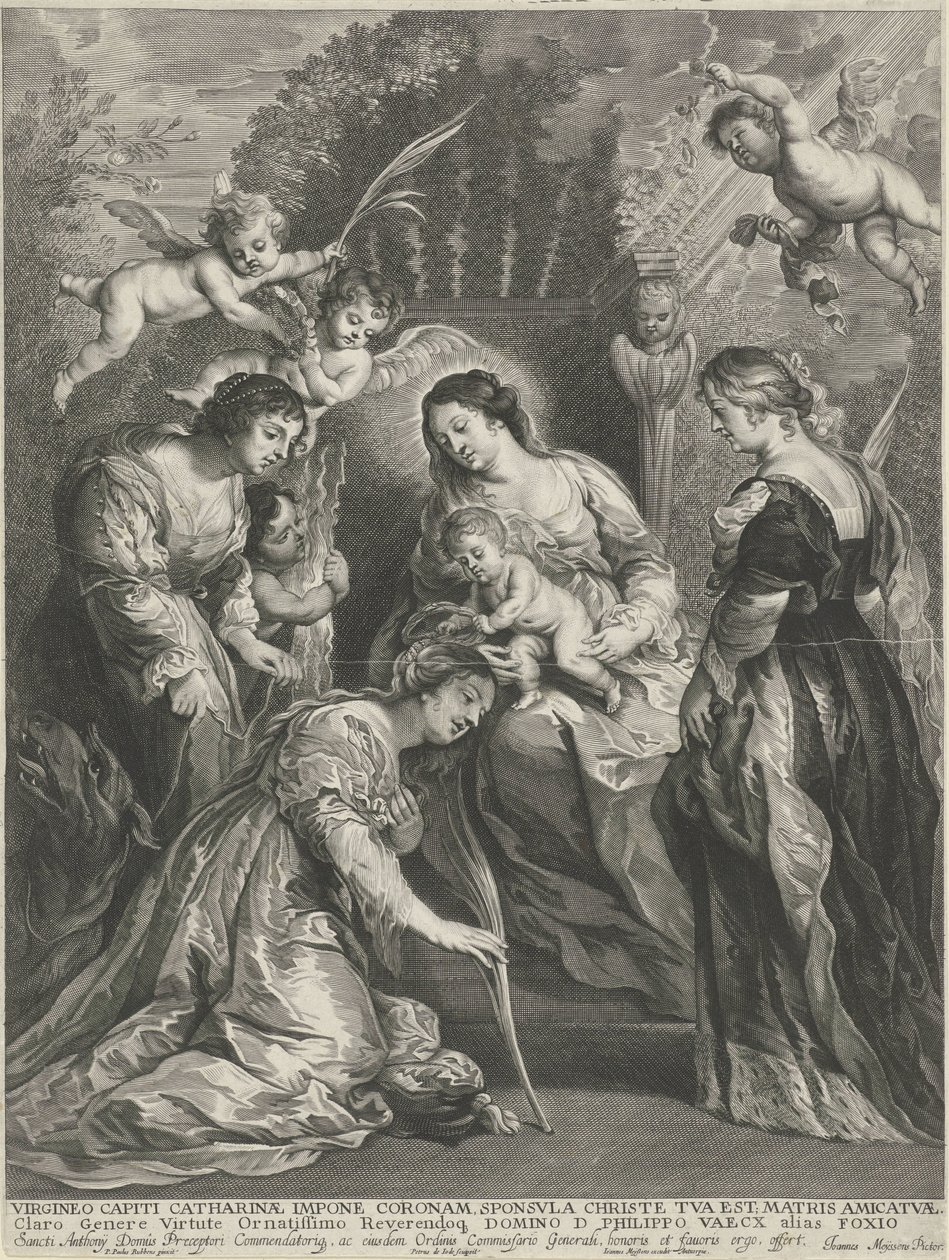 Dzieciątko Chrystus koronuje H. Catharina autorstwa Pieter de Jode (II)