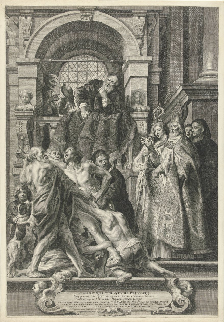 Święty Marcin uzdrawia opętanego człowieka autorstwa Pieter de Jode (II)