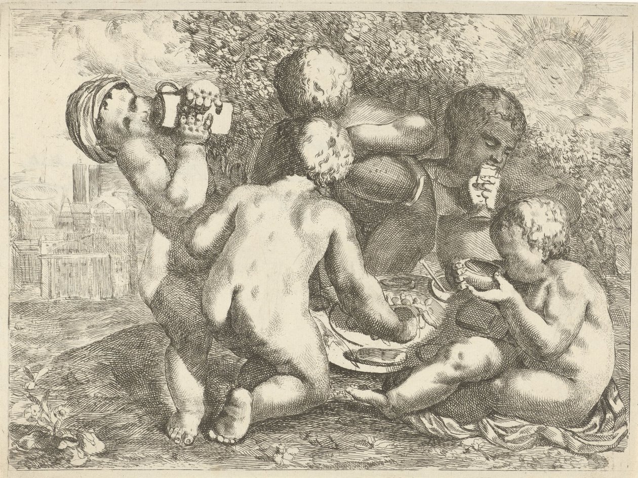 Bachanalia z pięcioma puttami autorstwa Pieter van der Plas (II)