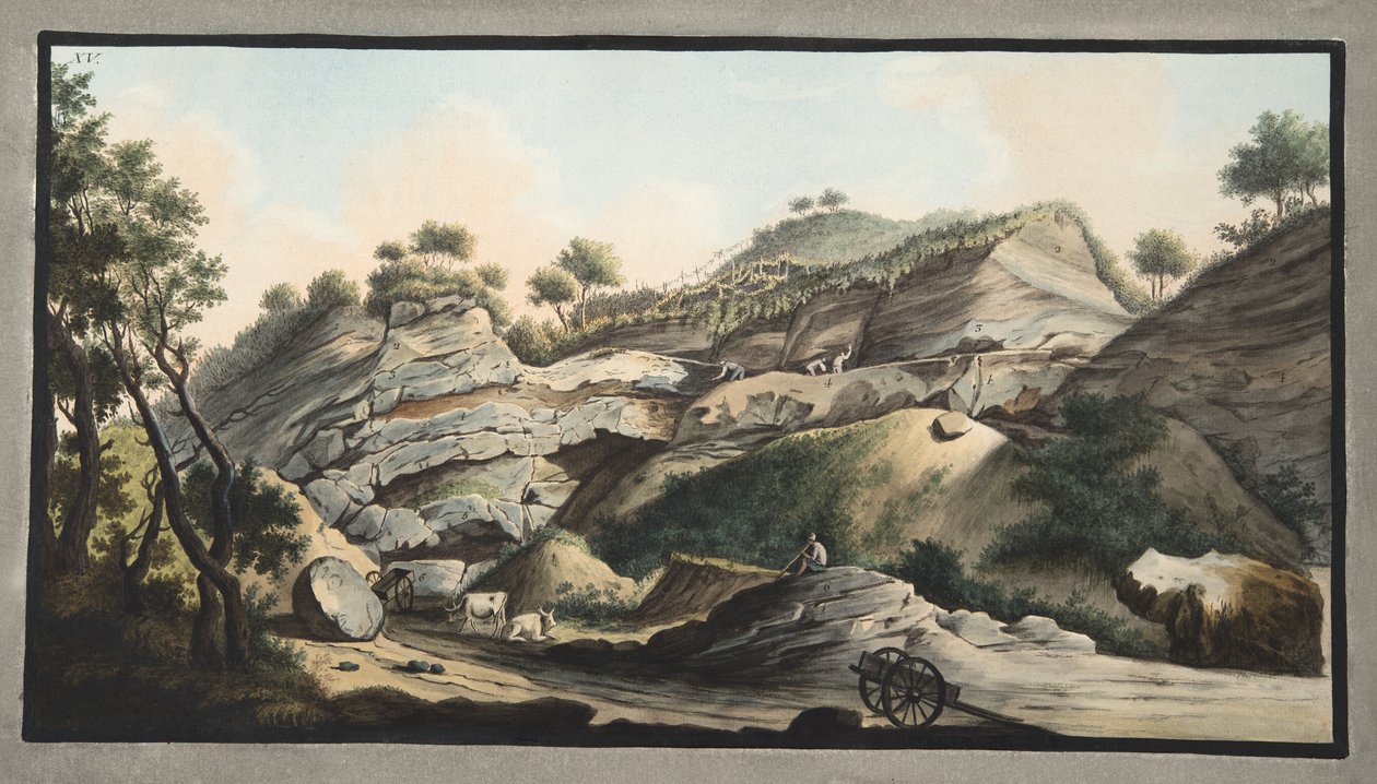 Część stożka góry Somma, płyta 15 z „Campi Phlegrai: Obserwacje wulkanów dwóch Sycylii”, Sir William Hamilton (1730-1803) opublikowana w 1776 r. autorstwa Pietro Fabris