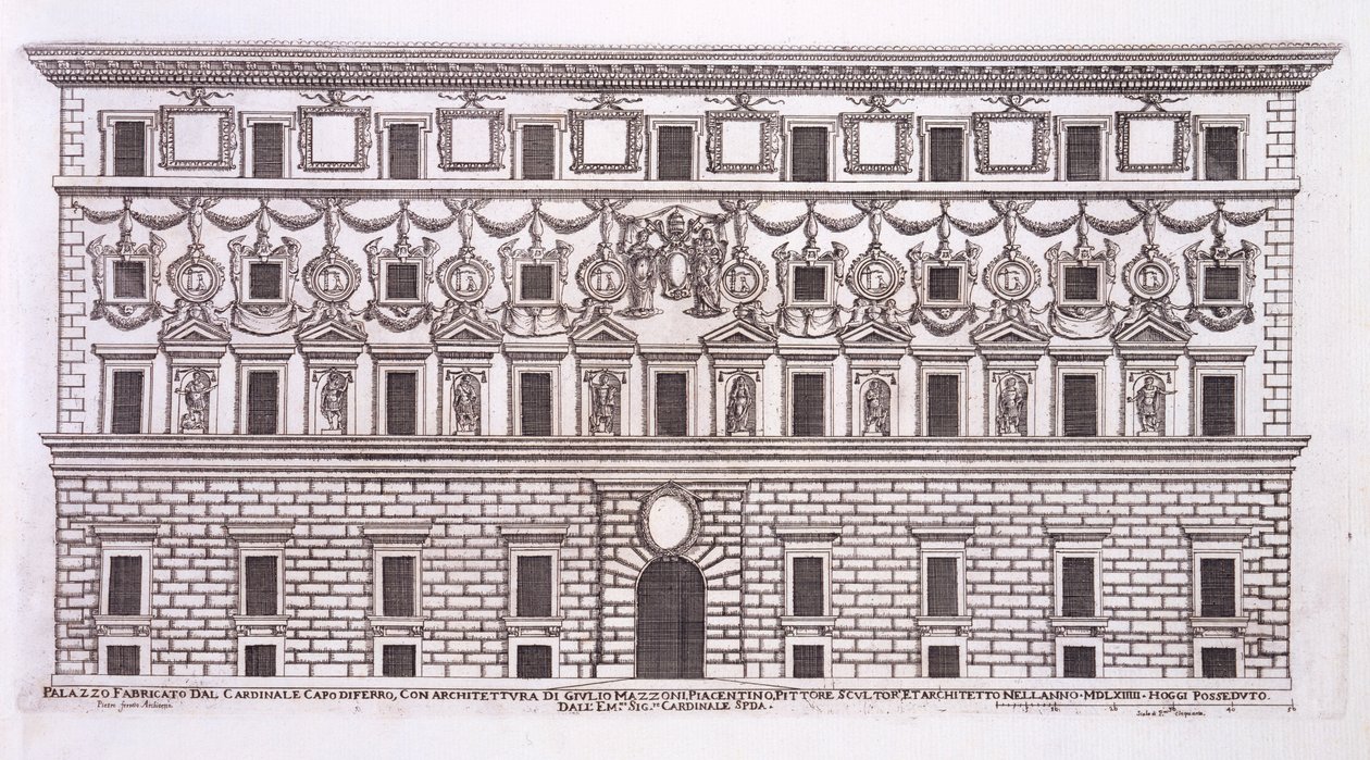 Palazzo Capodiferro, Rzym, z „Palazzi di Roma”, cz. I, wyd. 1654 autorstwa Pietro Ferrerio
