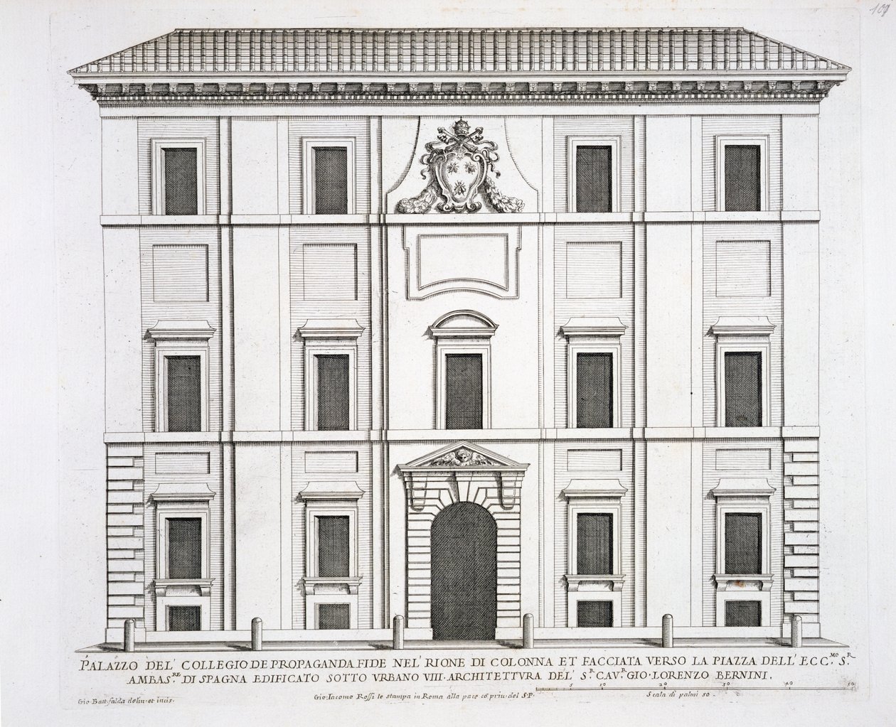 Palazzo del Collegio de Propaganda Fide, z „Palazzi di Roma”, cz. II, wyd. autorstwa Pietro Ferrerio