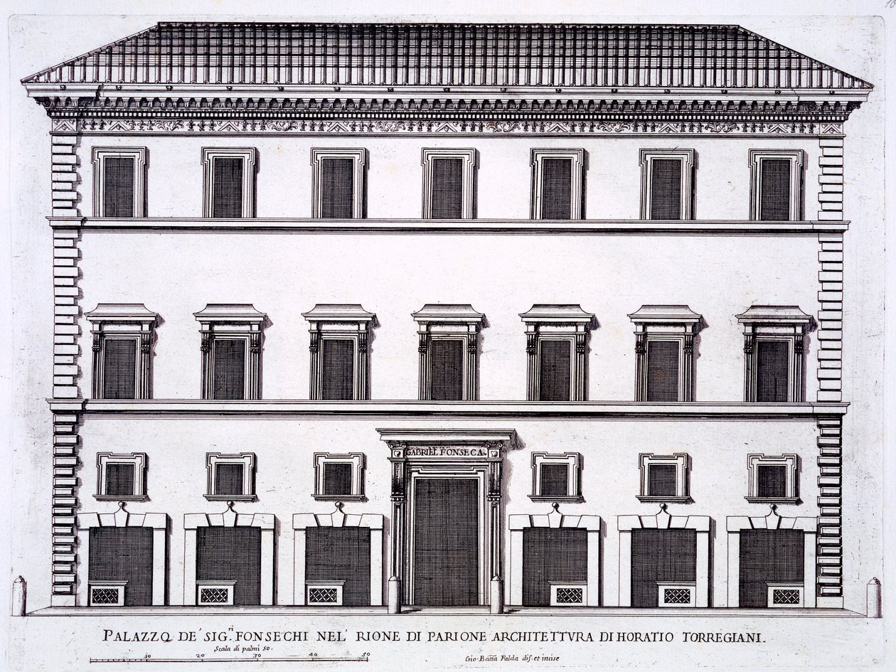 Palazzo rodziny Fonseca, Rzym, z „Palazzi di Roma”, cz. II, wyd. autorstwa Pietro Ferrerio