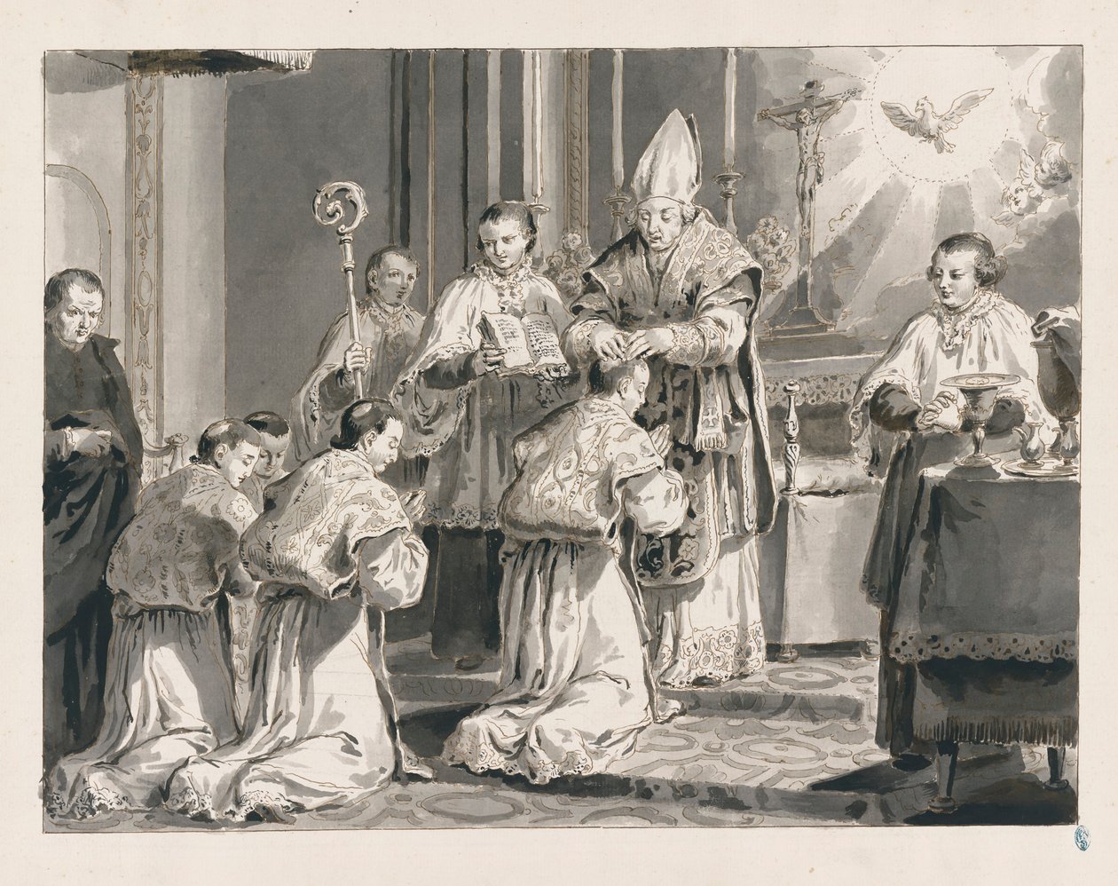 Wyświęcenie z Siedmiu Sakramentów autorstwa Pietro Antonio Novelli