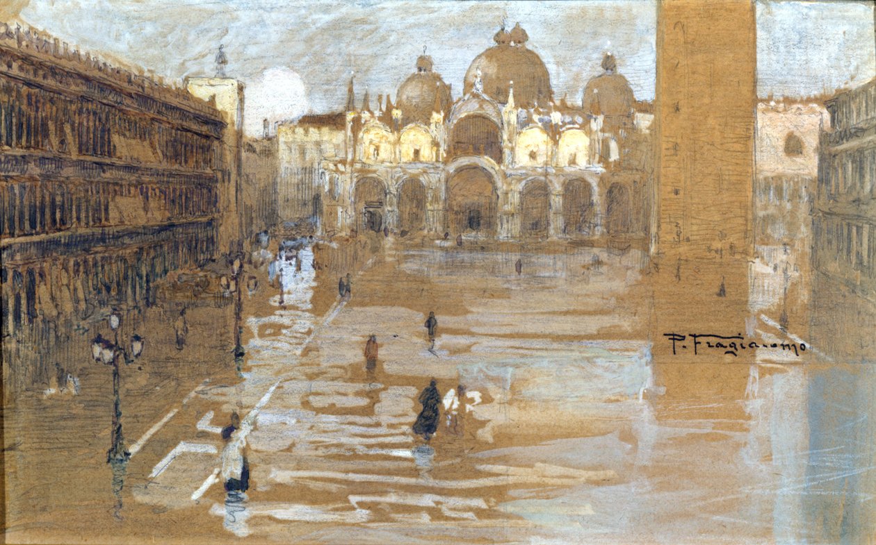 Wenecja, Plac Świętego Marka. Obraz autorstwa Fragiacomo. autorstwa Pietro Fragiacomo