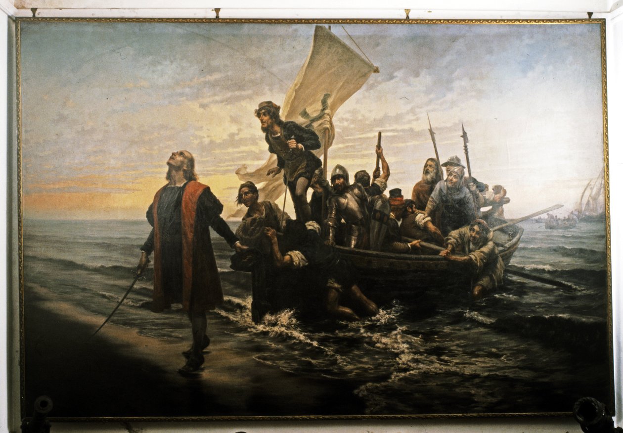 Lądowanie Kolumba w Ameryce. 1492. autorstwa Pietro Gabrini