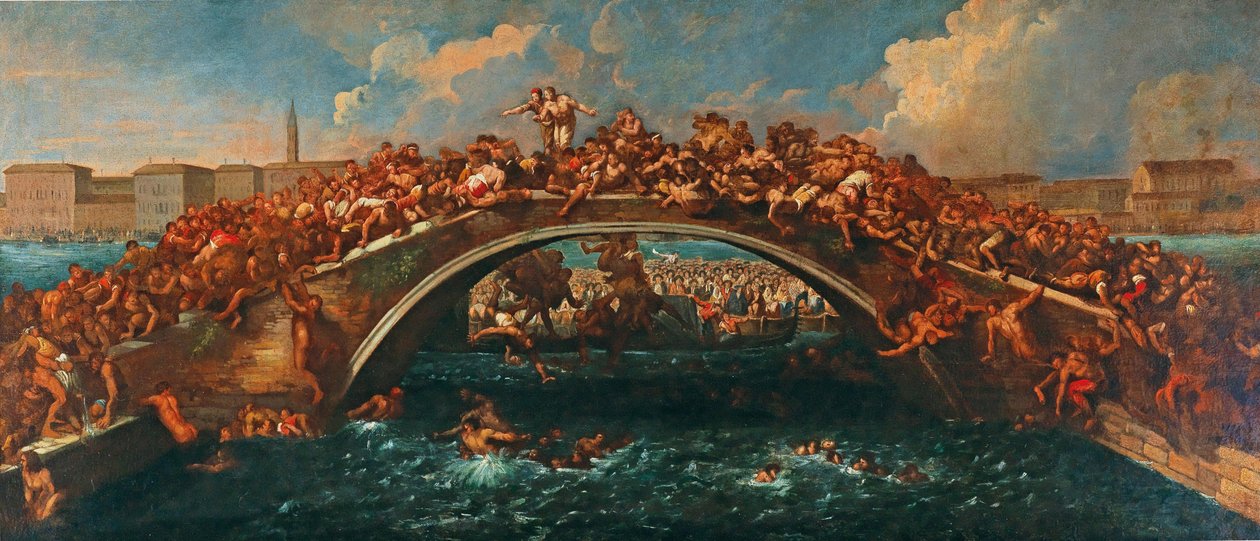 Ponte dei Pugni w Wenecji. autorstwa Pietro Liberi