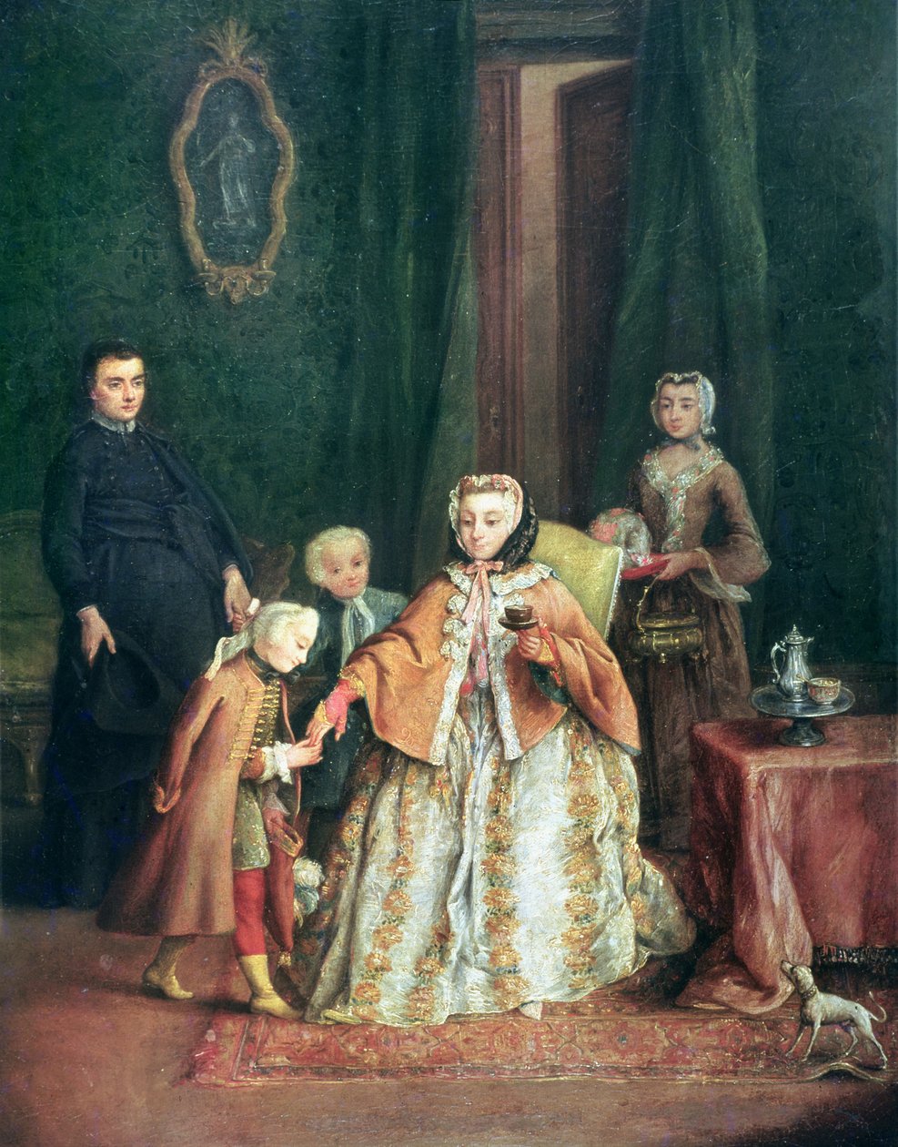 Całowanie dłoni autorstwa Pietro Longhi