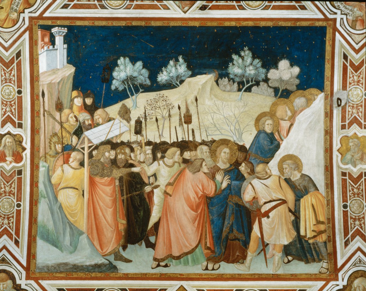 Mural Pocałunek Judasza ... (malowidło ścienne) autorstwa Pietro Lorenzetti
