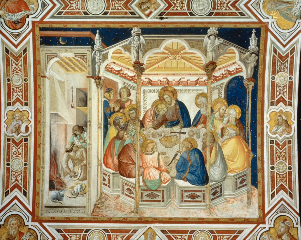 Ostatnia Wieczerza. Mural ... (malarstwo ścienne) autorstwa Pietro Lorenzetti
